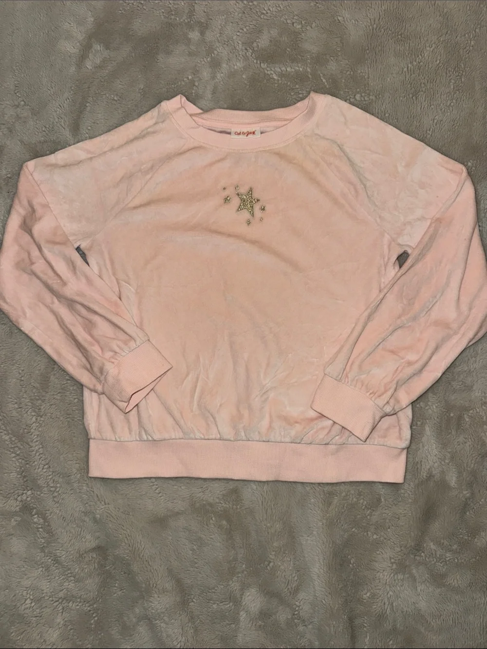 Cat & Jack Pink Velvet Star Crewneck Sweatshirt